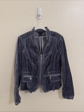 White House Black Market Charcoal Velvet Zip Jacket